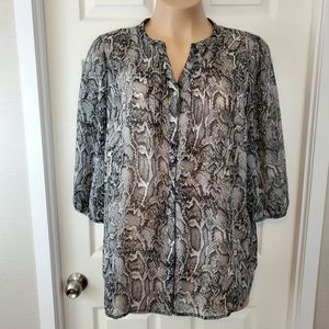 Liz Claiborne Snake Print Semi-Sheer Blouse